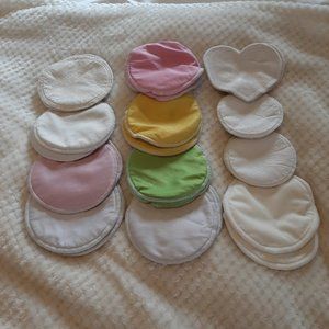 Lot of 12 pairs of reusable breastmilk pads including Bamboobies